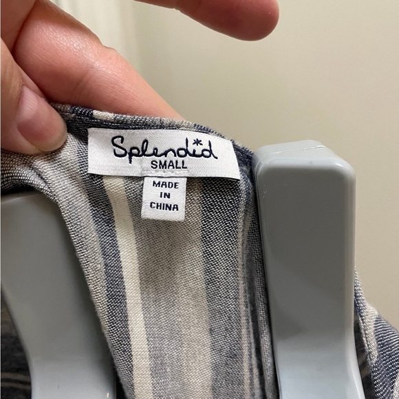 Splendid Womens Linen blend Multi Stripe Tulip Hem flutter sleeve Maxi SZ S #113 - Picture 3 of 4